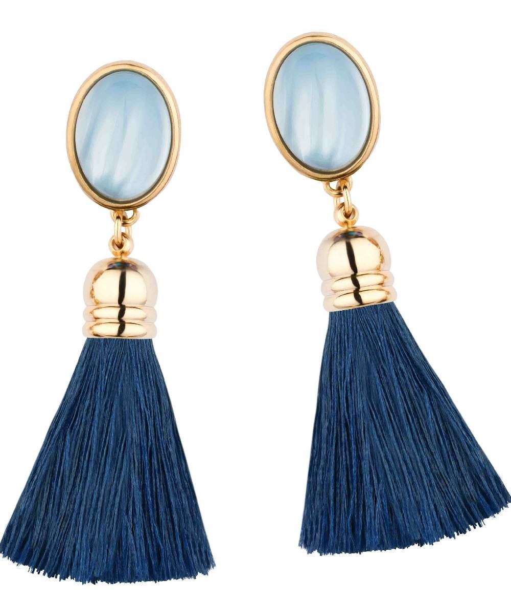 SchwesterSchwester Schimmernde hellblaue Ohrstecker mit marineblauen Quasten Limitierter Zeitrabatt