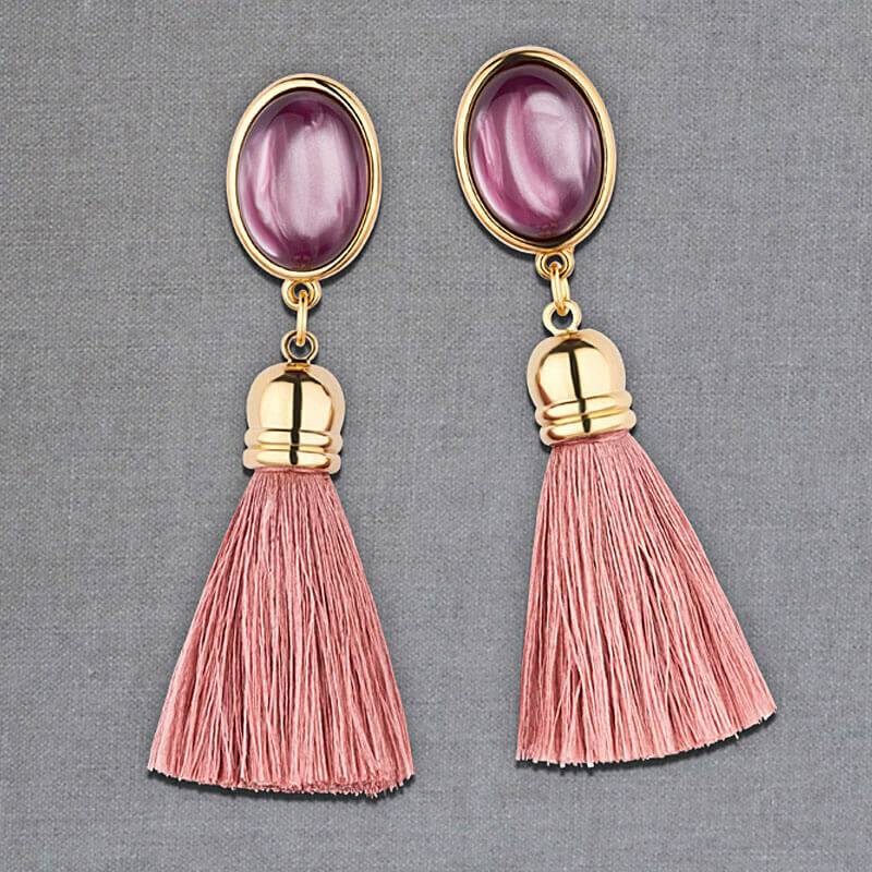 SchwesterSchwester Quasten Ohrringe als Ohrstecker in Amethyst mit Quaste in Puderrosa von AmuseToi Bis zu 50% Rabatt