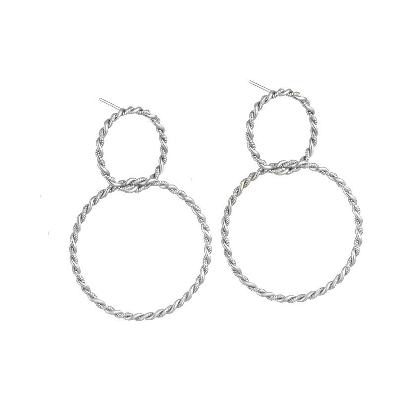 SchwesterSchwester Rhodinierte Ohrstecker aus zwei verschlungenen Ringen in Seiloptik Fabrikverkauf