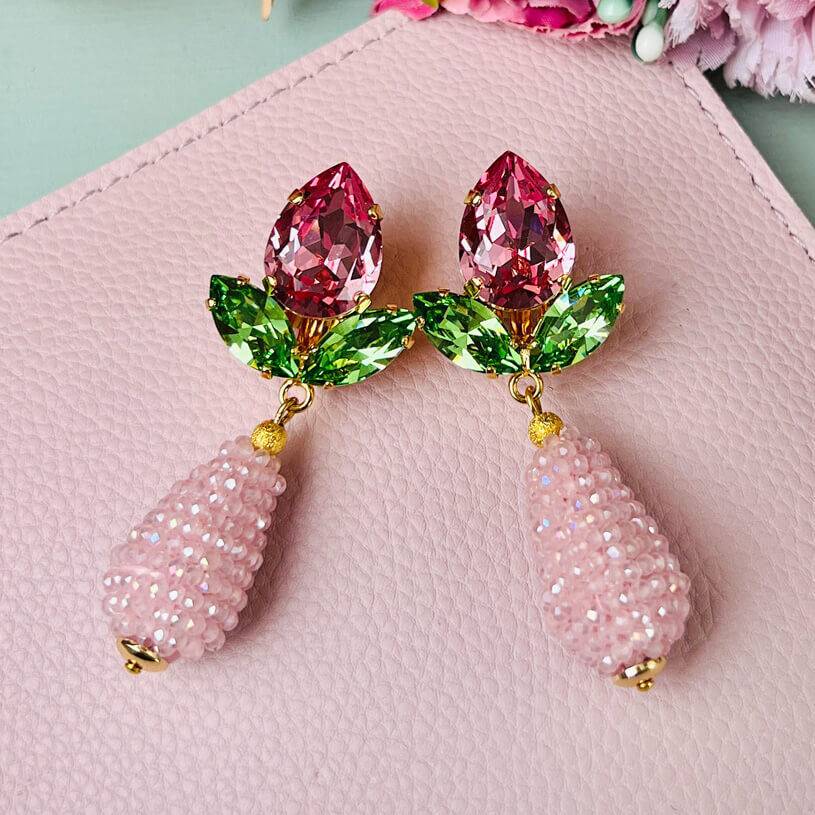SchwesterSchwester Funkelnde Ohrstecker in Rosa und Grün mit glitzernden Tropfen Meist gekauft