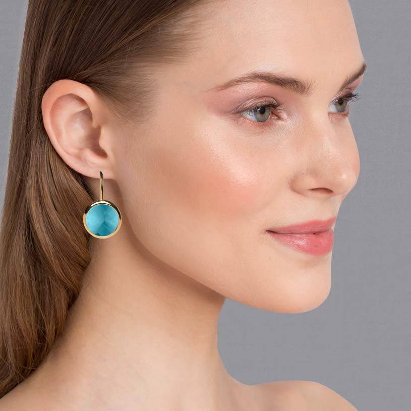 SchwesterSchwester Set aus Ohrhängern mit rundem Kristall in Hellblau und Satin-Haarreif in Hellgrün Versandkostenfrei