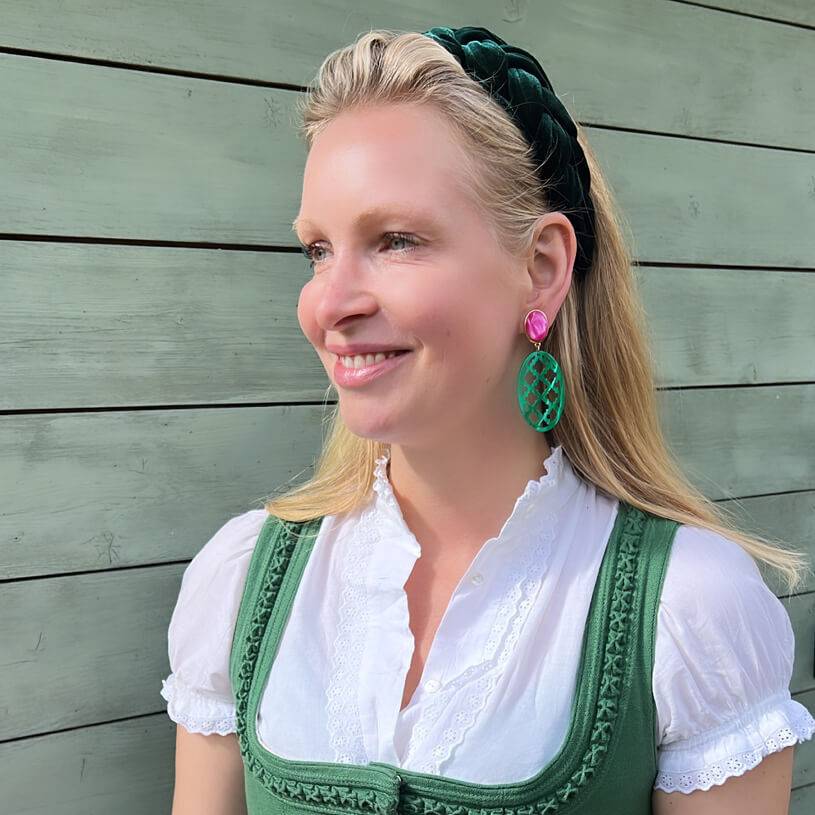 SchwesterSchwester Breiter geflochtener Samt-Haarreif in Dunkelgrün Osterangebot