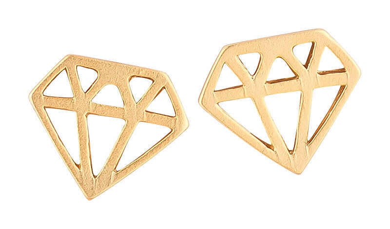 SchwesterSchwester Vergoldeter kleiner Ohrstecker in Diamantform Tiefpreis