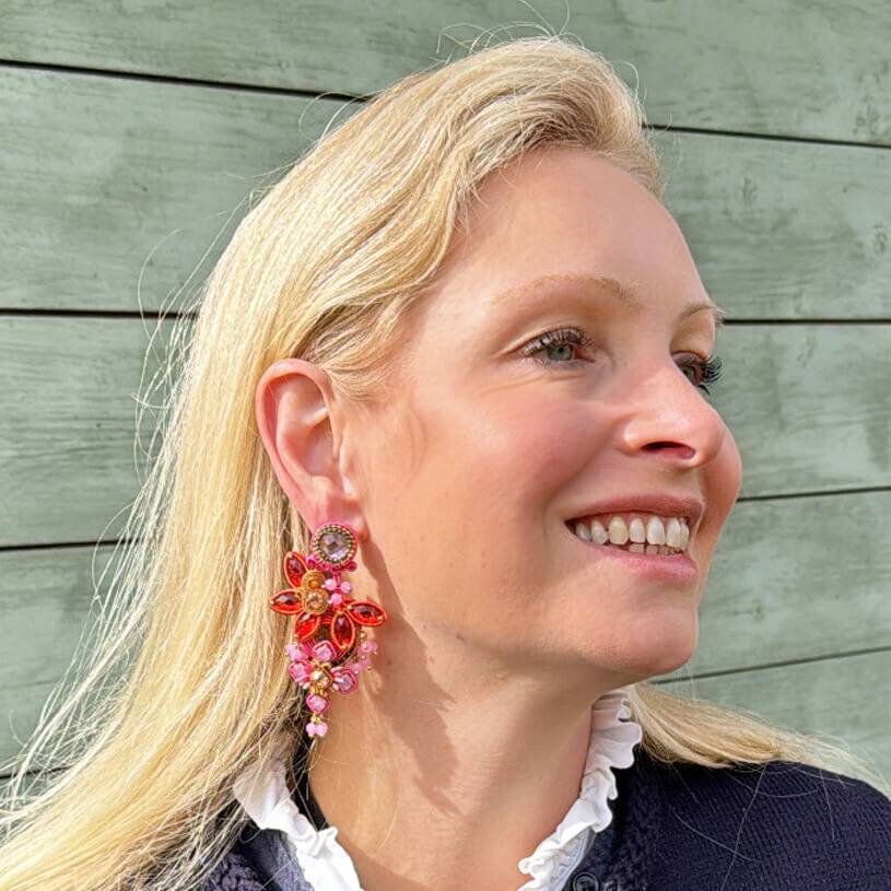 SchwesterSchwester Vorbestellbar - Große Soutache-Ohrringe in Pink, Rosa und Orange Black Friday Preise