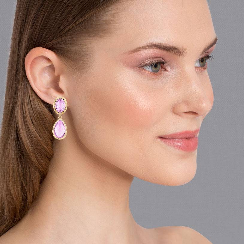 SchwesterSchwester Violette Tropfenohrringe mit funkelnden facettierten Tropfen Fabrikverkauf