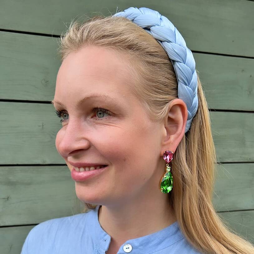 SchwesterSchwester Funkelnde Ohrstecker mit Glas-Kristallen in Grün und Rosa Versandkostenfrei