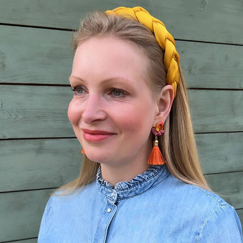 SchwesterSchwester Glitzernde Ohrstecker mit Glas-Kristallen in Pink und Orange mit edler Quaste Flash Sale