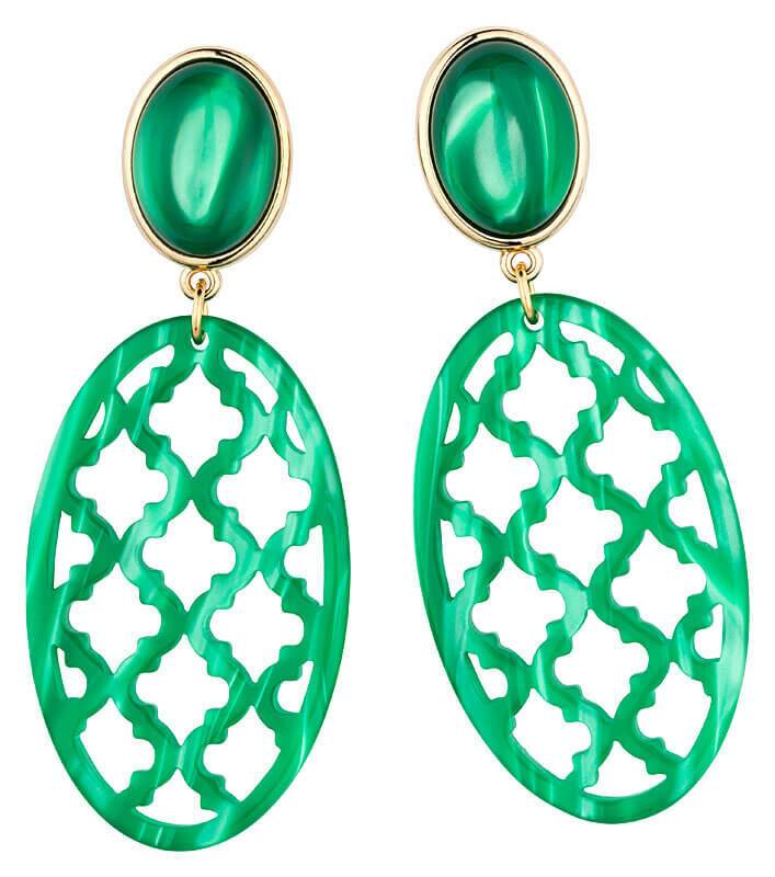 SchwesterSchwester Vergoldete Ohrstecker in schimmerndem Dunkelgrün mit schönem Oval im Marrakesch-Stil von AmuseToi Clearance-Verkauf