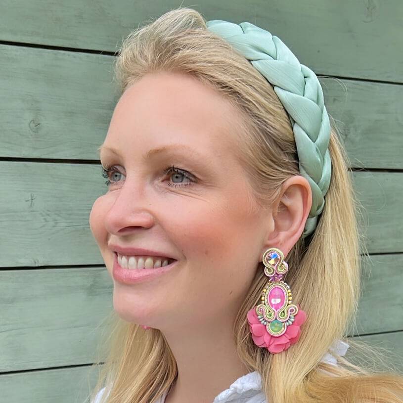 SchwesterSchwester Außergewöhnliche Soutache-Ohrringe in Rosa Zeitlich begrenztes Angebot