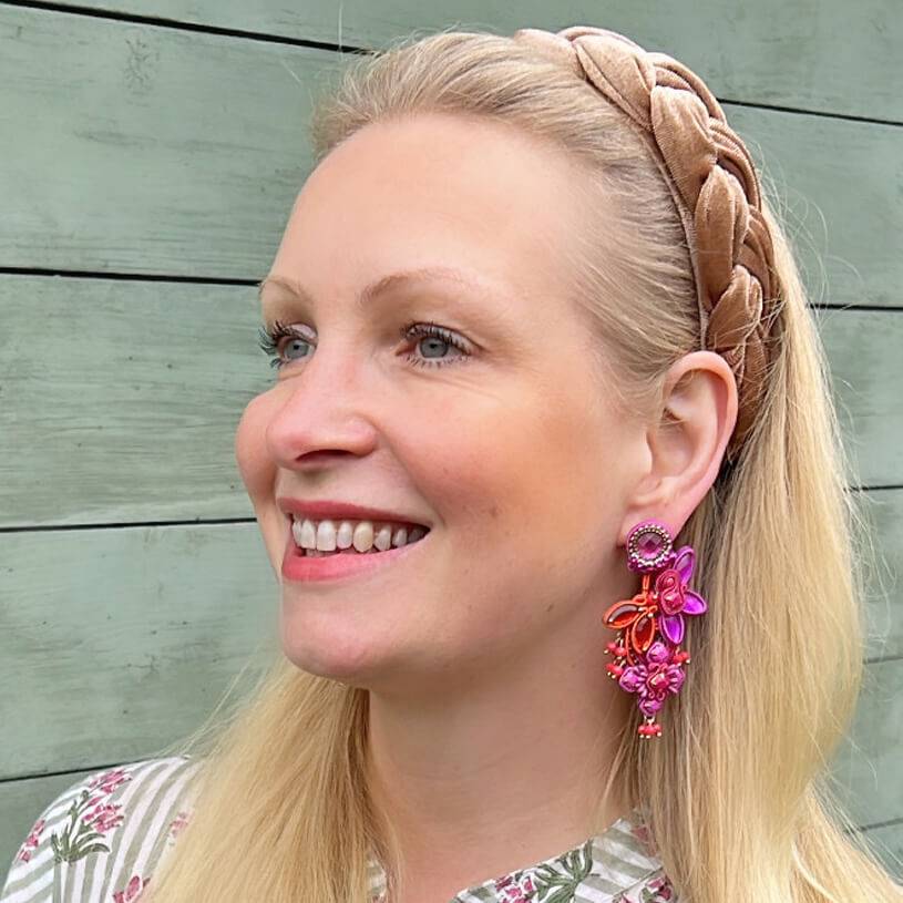 SchwesterSchwester Große Soutache-Ohrringe in Pink, Orange und Violett Discount Store für neue Produkte