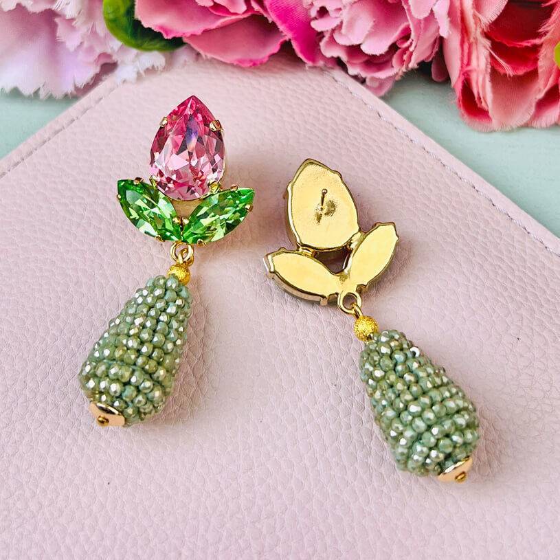 SchwesterSchwester Funkelnde Ohrstecker in Rosa und Grün mit glitzernden Tropfen in Hellgrün Günstig kaufen