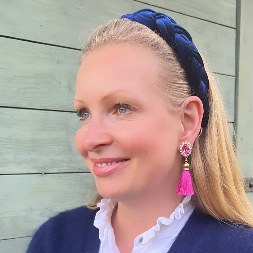 SchwesterSchwester Edel funkelnde Ohrstecker in Pink mit Quaste Saisonschlussverkauf