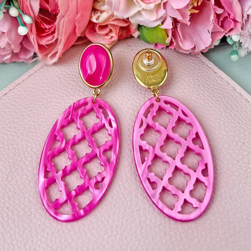 SchwesterSchwester Pinkfarbene Ohrstecker mit Oval im Marrakesch Stil Lagerräumung