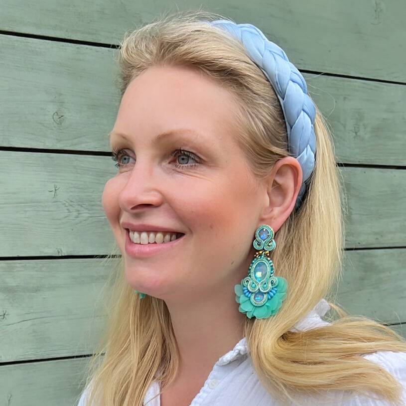 SchwesterSchwester Außergewöhnliche Soutache-Ohrringe in Türkis Neueste Mode