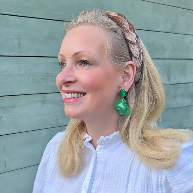 SchwesterSchwester Grüne Ohrringe mit Blütenblättern Räumungsverkauf